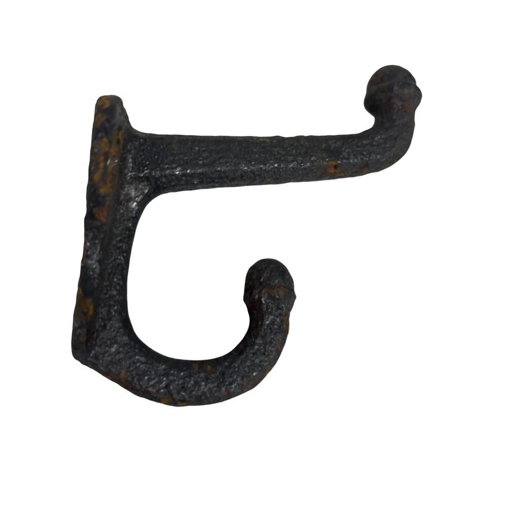 Vintage Cast Iron Double Coat Hat Hook Hanger Acorn Ends - 3.25" x 3"